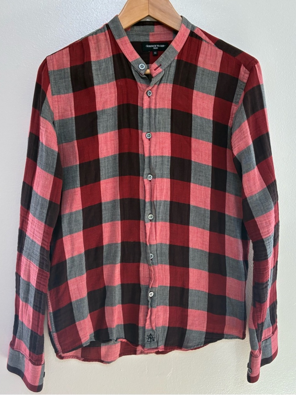 Surface to Air Red and Black Check Casual Button-Down Shirt